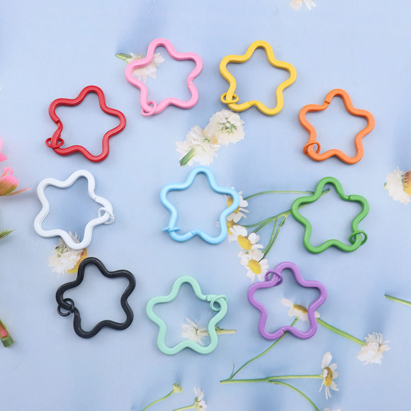 Plum-shaped key ring color paint key chain special-shaped paint iron ring bean handmade key chain DIY accessories