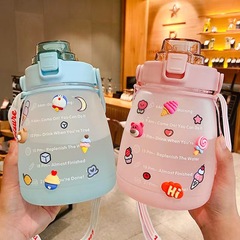 Popular sports water cup for women, summer large-capacity portable straw cup, cute big belly cup, student cross-border water bottle 