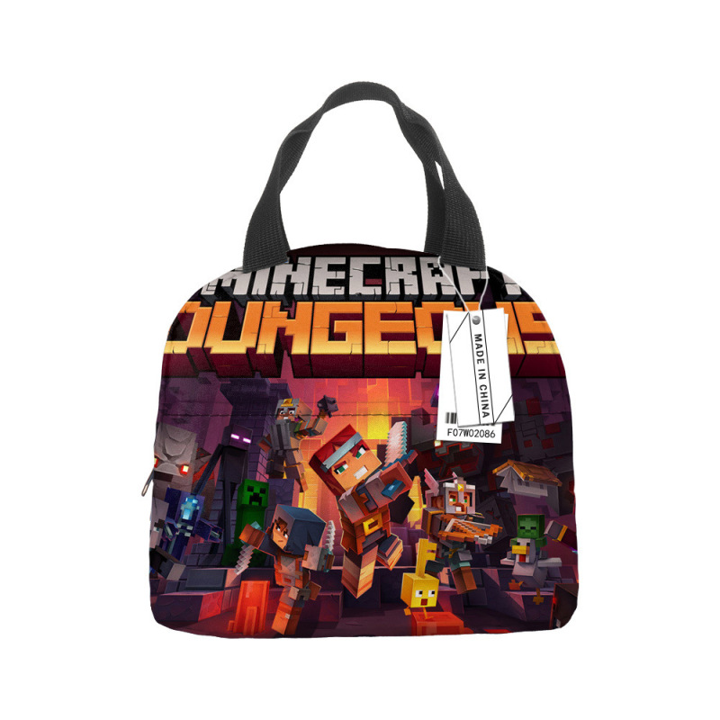Minecraft ランチバッグ漫画アニメーション小中学生食事バッグ子供用アイスバッグ屋外食事バッグポータブルランチボックスバッグ|undefined