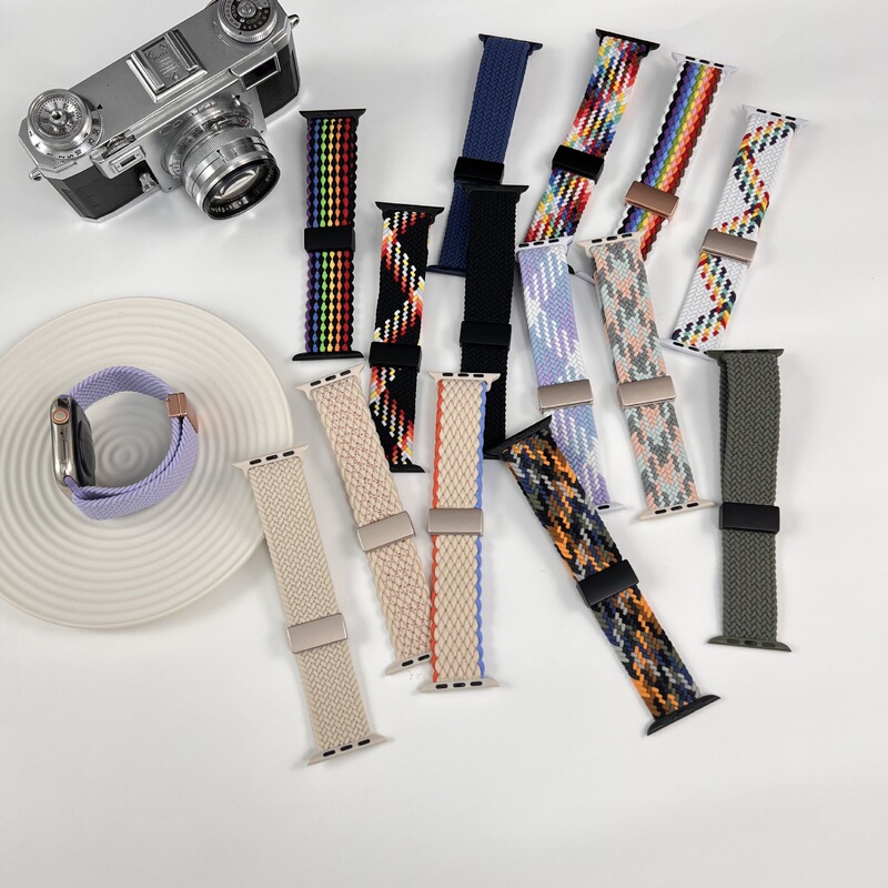 For applewatch9 Magnetic Buckle Strap Apple Watch iwatch87654 Generation Nylon Woven Wristband SE