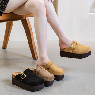 7cm Thick-soled Birkenn Slippers Women's 2025 Spring and Summer New Heel-free Baotou Half Slippers Women's Outer Wear Fashion