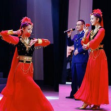 新疆舞蹈演出服女佟丽娅同款少数民族开场舞大摆裙维吾尔族舞长裙