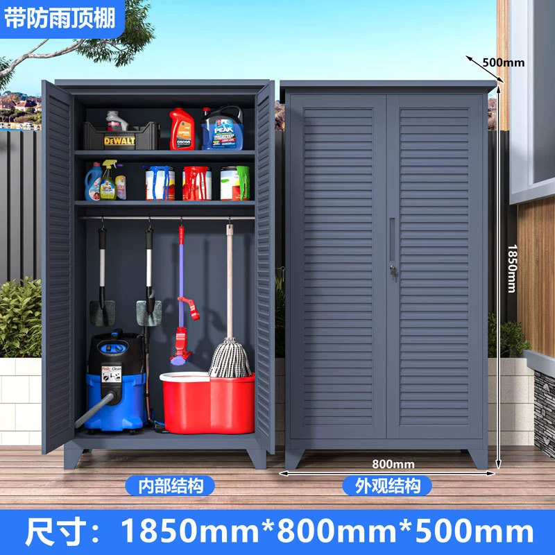 Factoria de comercio exterior mayorista armario de acero al aire libre patio impermeable puerta obturadora gabinete de almacenamiento limpio gabinete de herramientas