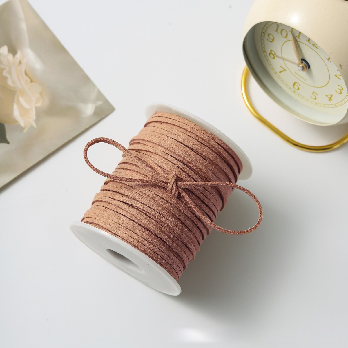 Flower Shadow lana de estilo coreano con cuerda de cuero cuerda de terciopelo de doble cara con cuerda de piel de deerskin DIY material de embalaje de flores tejidas a mano