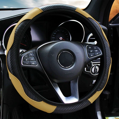 Steering wheel cover — cover elastic no inner ring carbon - carbon-fiber-sport-style-elastic-waistband-new-black-beige-dd-no-inner-ring-37-38-universal-without-inner-ring