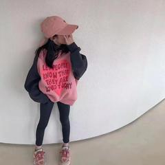 洋氣童裝秋冬款新款百搭撞色字母愛心外套中大童女童上衣0075A009