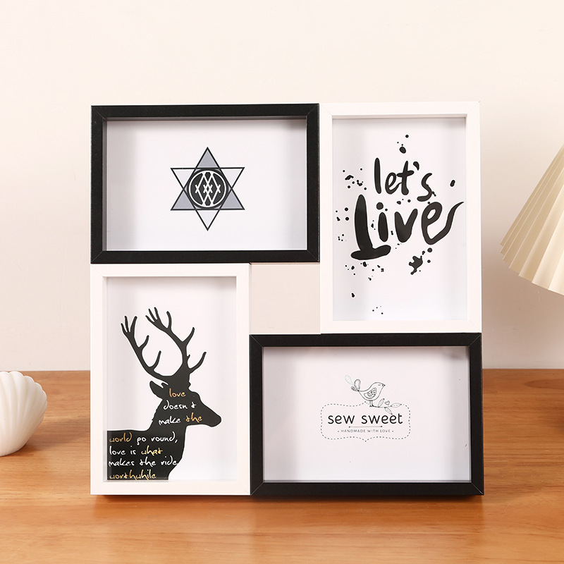 American-Style 6inch Four-Grid Photo Frame for Tabletop or Wall Hanging, Four-Panel Conjoined Wedding Art Photo Frame Manufacturer Wholesale American-Style 6inch Four-Grid Photo Frame for Tabletop or Wall Hanging, Four-Panel Conjoined Wedding Art Photo Frame Manufacturer Wholesale