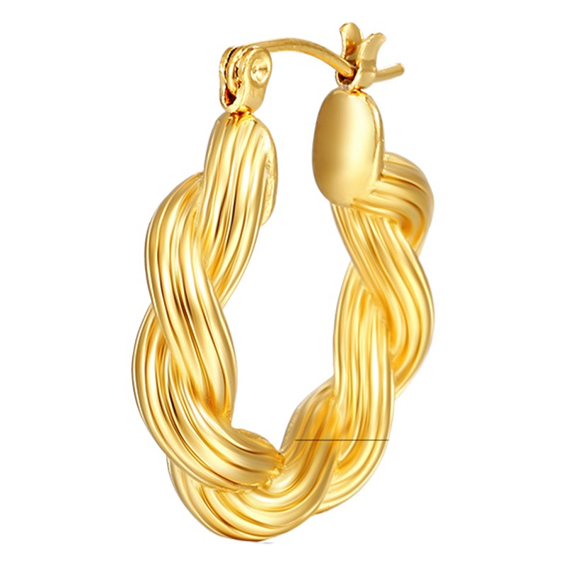 Twist twisted line pendientes europeos y americanos simples pendientes de lujo de luz ins wind net rojo mismo estilo de fundición pendientes de oro de 18k en stock