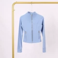 Haze blue gold zipper short jacket