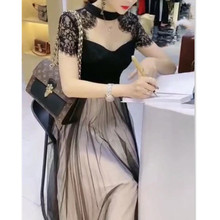 22712大爱美依缘2025春季新款蕾丝拼接连衣裙韩版时尚中长款女裙