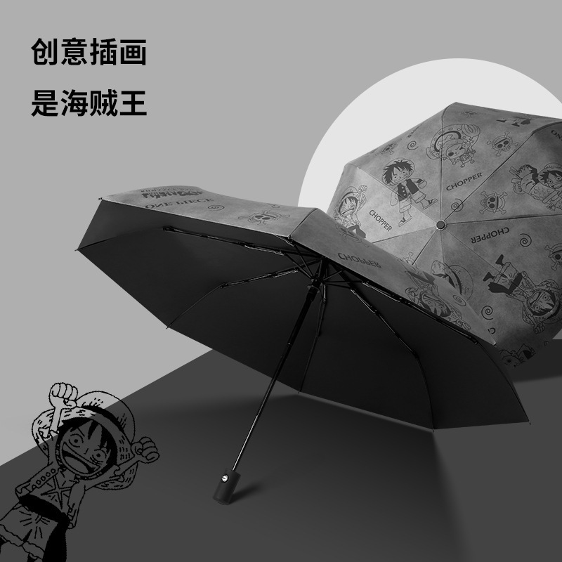 跨境动漫雨伞晴雨伞学生男女自动折叠太阳伞加厚黑胶防紫外线遮阳|undefined