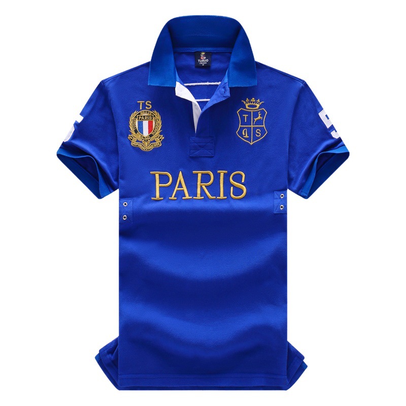 Nueva Camiseta Polo de Manga Corta para Hombre, Estilo Británico Informal, con Cuello, Versátil e Informal, para Comercio Exterior, Color Azul OZON