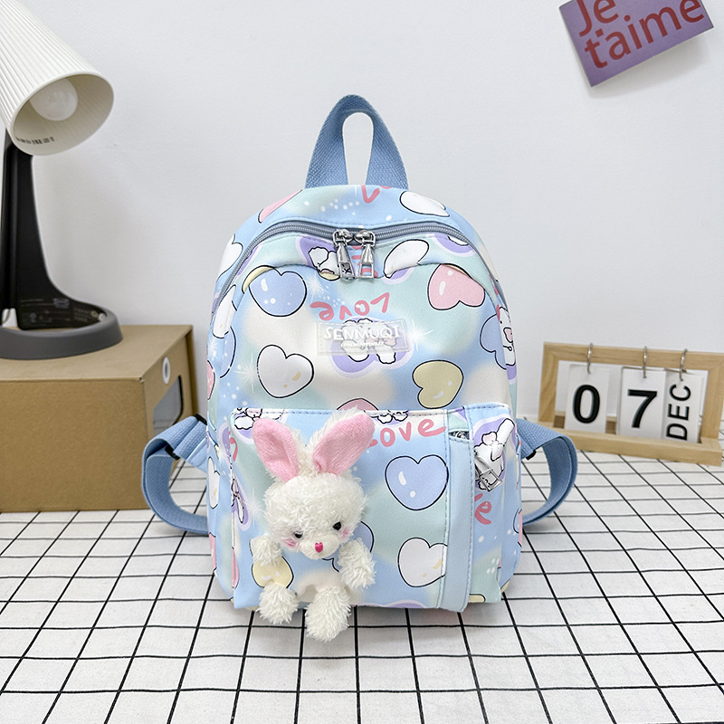 2024 nuevo kindergarten mochila de dibujos animados lindo conejito estudiante mochila de lona para niños Mochila pequeña y ligera