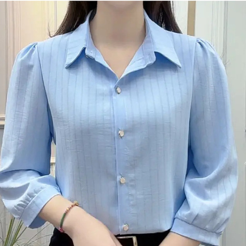 Women's 7/8 Sleeve Shirt 2025 Spring Fashion, Versatile Design, Unique Small-Scale Blouse, Stylish and Slimming Elegant Top