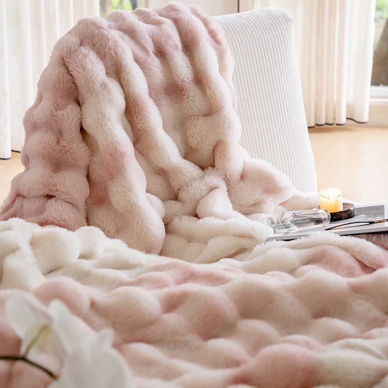 軽い高級ウサギのぬいぐるみブランケット、長毛オフィスショール、小さなブランケット、冬の昼寝ブランケット、ソファブランケット、高級ブランケット|undefined