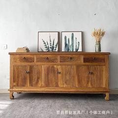 風化木材レトロサイドボードオールドニレリビングルームロッカーB&B収納キャビネットJijiスタイルエントランスキャビネット預金