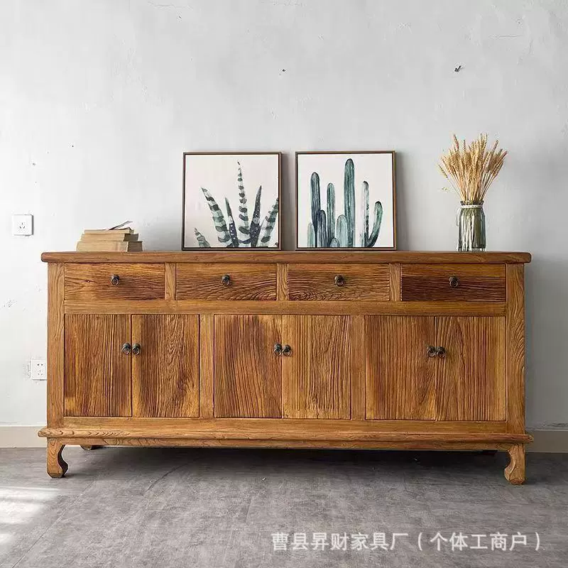 风化木复古餐边柜老榆木客厅储物柜民宿收纳柜诧寂风玄关柜定金