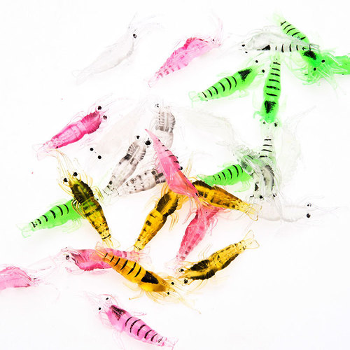 Factory Direct Sale Lure Simulation Shrimp Shallow Mouth Bait Hooked Shrimp Glow-in-the-Dark Fish Bait Cross-Border Hot Selling Bait 4cm Small Grass Shrimp