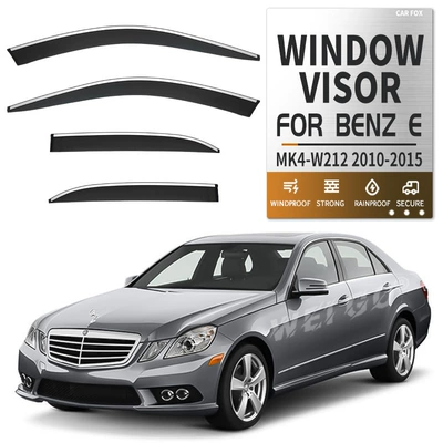 E Class, Rain shield - standard-packing-without-logo-mercedes-benz-e-class-short-wheelbase-mk4-w212-2010-2015-acrylic-windshield-rain-guards-with-bright-trim