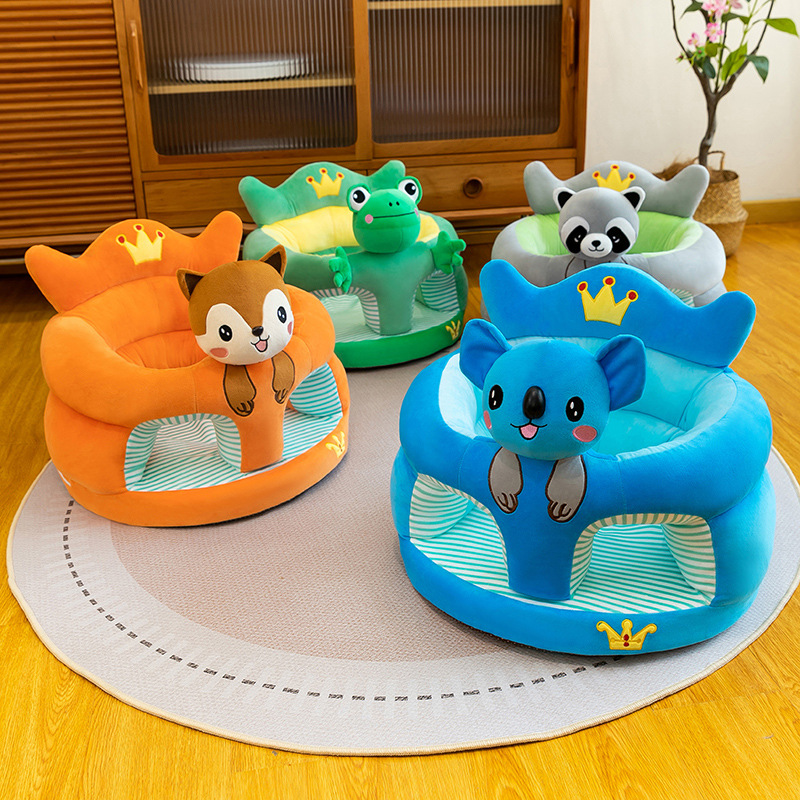 Asiento de aprendizaje para bebés anti-caídas, asiento de dibujos animados para bebés que aprenden a sentarse en un pequeño sofá sin lesiones espinales.