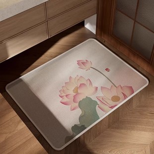 Linen Bathroom Floor Mat Absorbent Bathroom Toilet Non-Slip Mat Home Bathroom Door Carpet Thickeneded Foot Mat