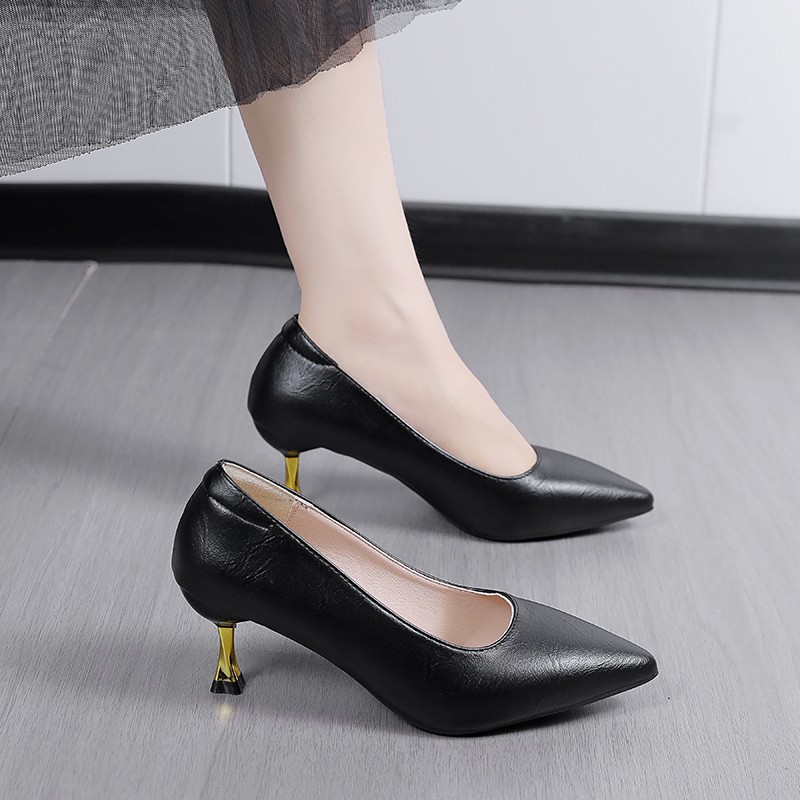 Nuevos zapatos de mujer de tacones delgados de punta clara de moda de color sólido, zapatos de estilo universal, zapatos de tacones altos de un solo pie image 5