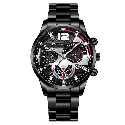 GENEVA men's creative mechanical version six-pin watch alloy steel band quartz watch men's watch wholesale