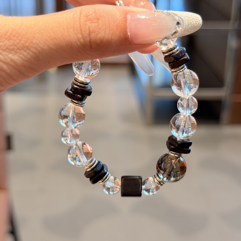 Natural crystal smoky quartz tea crystal bracelet, crystal bracelet for women, high-quality white crystal multi-gem design gift