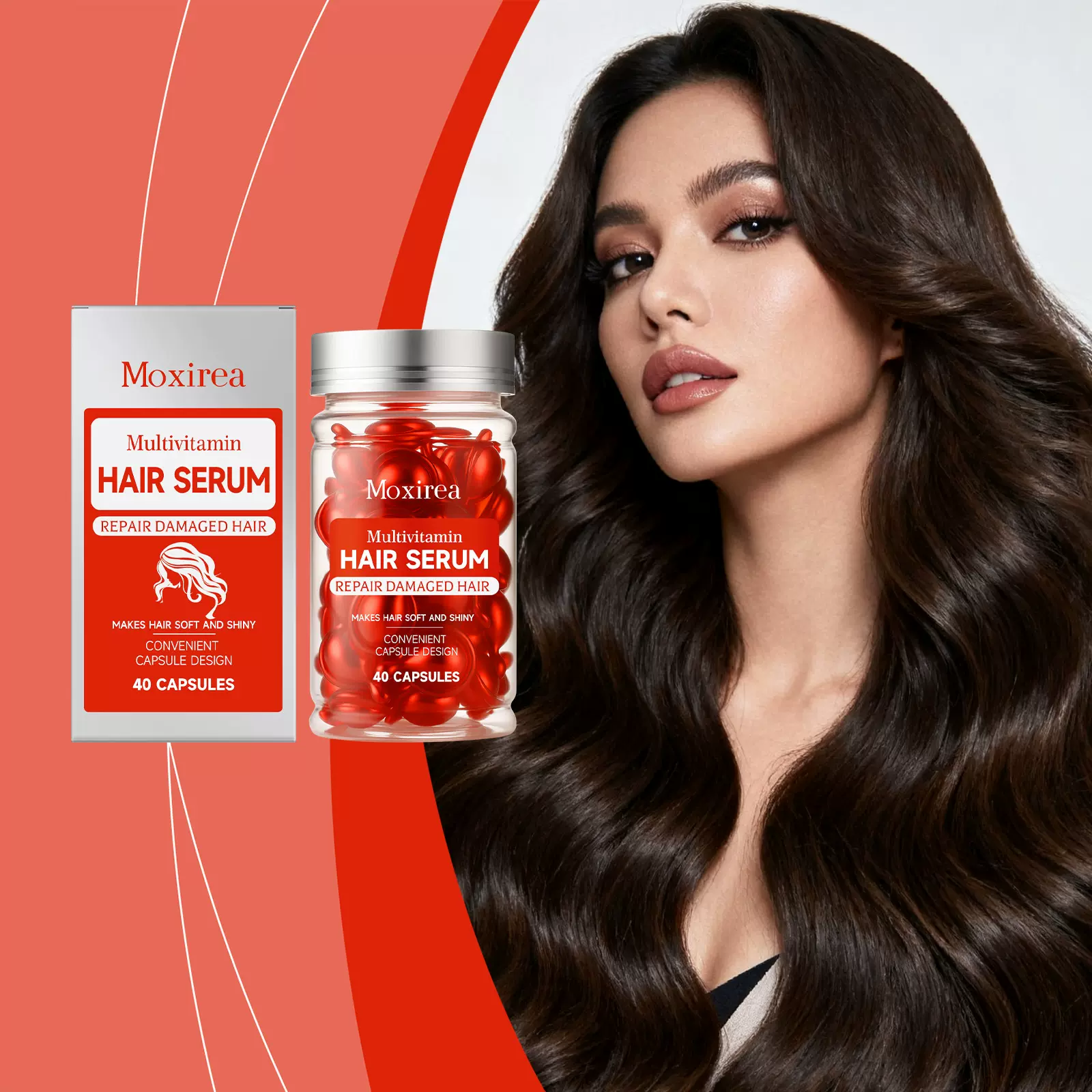 Moxirea护发精油胶囊 滋养丰盈发丝柔顺亮泽秀发清爽头皮护理胶囊