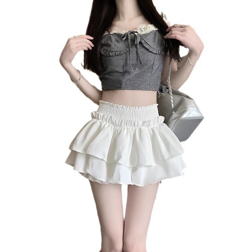 Plus-size ballet-style edgy skirt for women: Summer high-waisted, figure-flattering short tulle puffy skirt perfect for petite figures