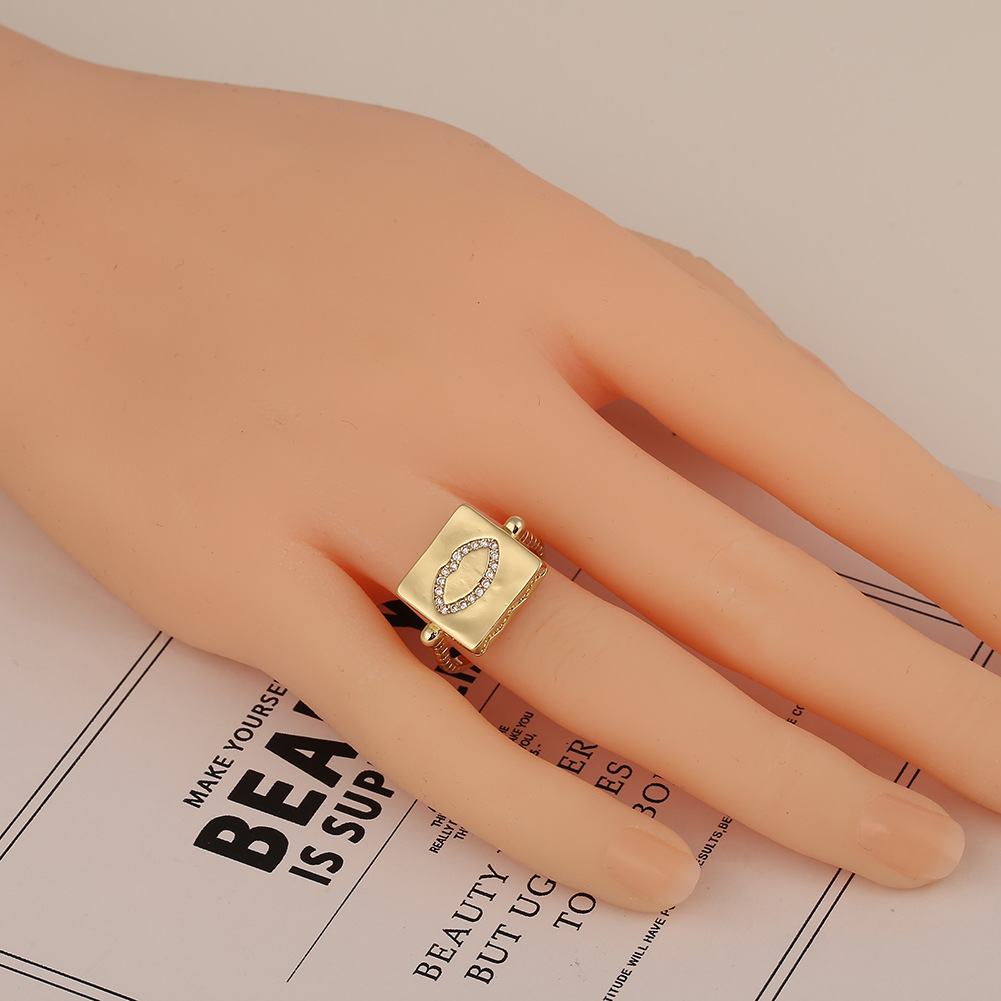 Hip Hop Copper Micro-inlaid Zircon Open Ring display picture 2