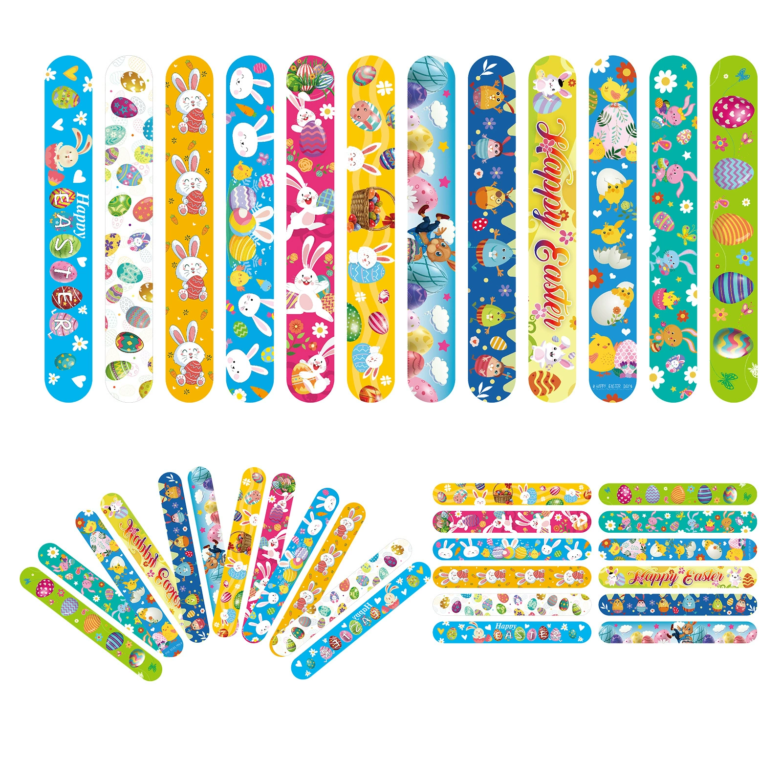 Пасхальные браслеты-слэпы из ПВХ для детей, с изображением пасхальных яиц и кроликов, для трансграничной торговли, HappyEaster