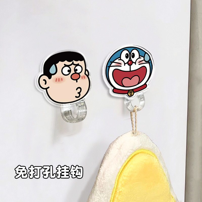 Creative Cartoon Acrylic Hook, Cute, Punch-Free, Clothes Hook Behind Bathroom Door, Traceless Adhesive Hook, Strong Adhesive