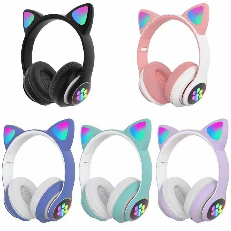 S-28 Orecchie di gatto (Pane cotto a forma di orecchie di gatto) Cuffie subwoofer Bluetooth per chiamate di gioco_voghion.com
