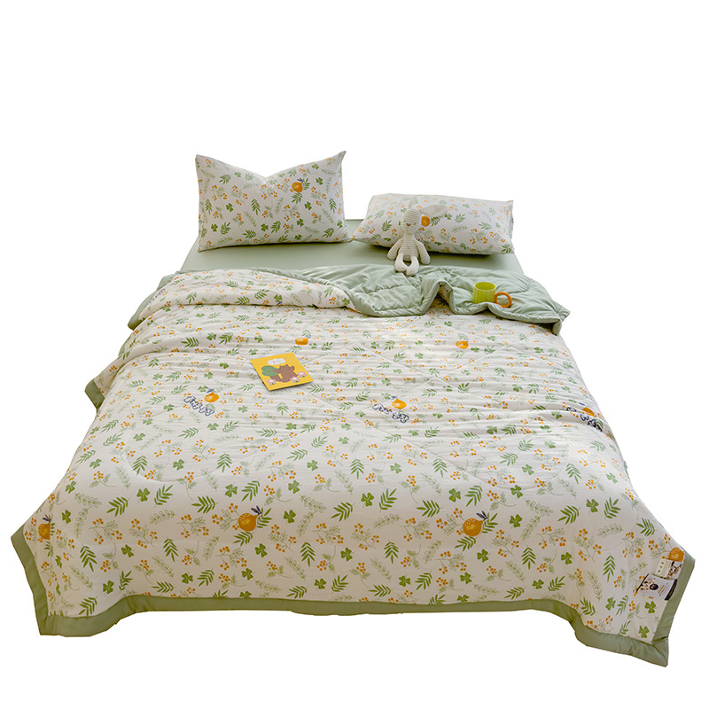 Algodón lavado de verano, edredón de aire acondicionado de algodón puro de Xinjiang, edredón delgado lavable a máquina, edredón fresco de verano simple y doble, juego de cuatro piezas