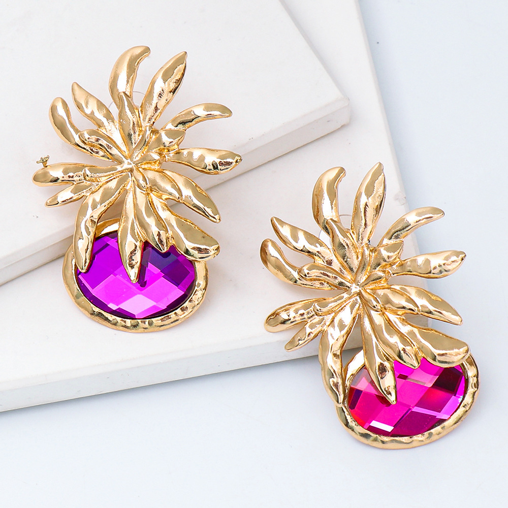 Wholesale Jewelry Flower Color Diamond Pendant Earrings Nihaojewelry display picture 9