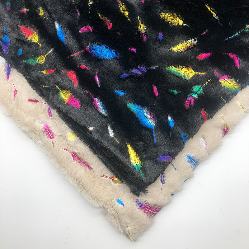 全涤PV绒烫金小兔绒羽毛 鞋子玩具家纺抱枕绒布面料 现货
