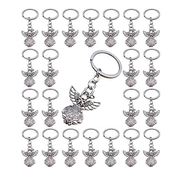 New Model Export 30*22mm Alloy Angel Keychain Pendant Antique Silver Color Jewelry Accessory Angel Keyring