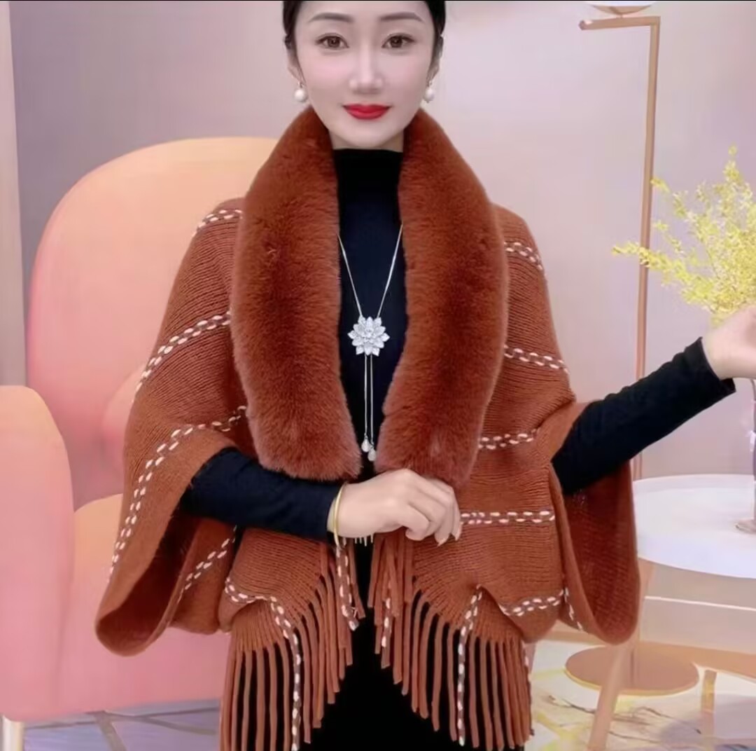 Sopa de cuello de lana 2024 otoño y invierno temperamento universal femenino suelto delgado a rayas de color sólido de punto bordado abrigo cálido