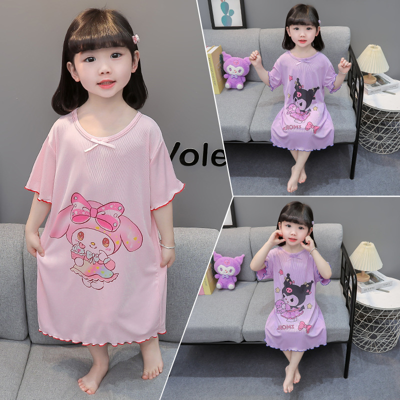 Pijama de niñas pijama de verano delgado bebé hielo ropa de aire acondicionado niñas pequeñas ropa de verano para niños ropa doméstica image 5