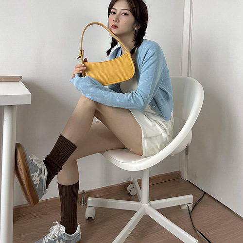 Wool socks Japanese medium socks Solid color stacked socks Thickened versatile socks