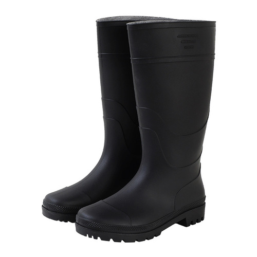Men's New Waterproof Rain Boots, Black, Durable PVC, Thick, Non-Slip, Work Safety, Construction Rubber Shoes, Wholesale