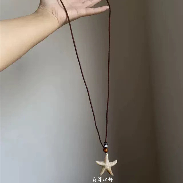 民族风彩色爱心串珠项链女小众高级感棕色编绳长款双层锁骨毛衣链|undefined