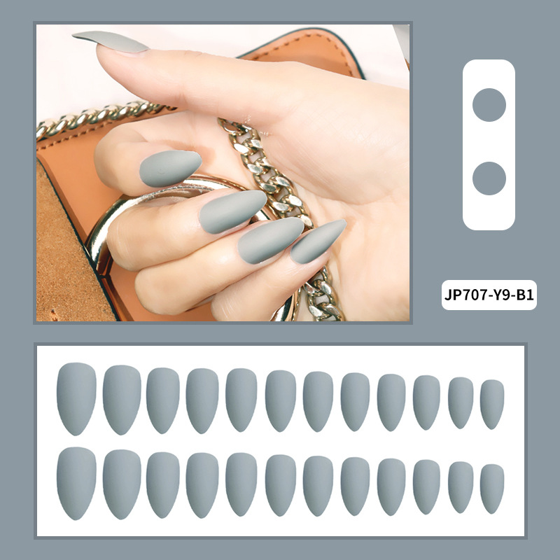 Uñas de uñas de color sólido, uñas largas puntiagudas, uñas de uñas mate mate, parches de uñas falsas, productos terminados al por mayor image 16