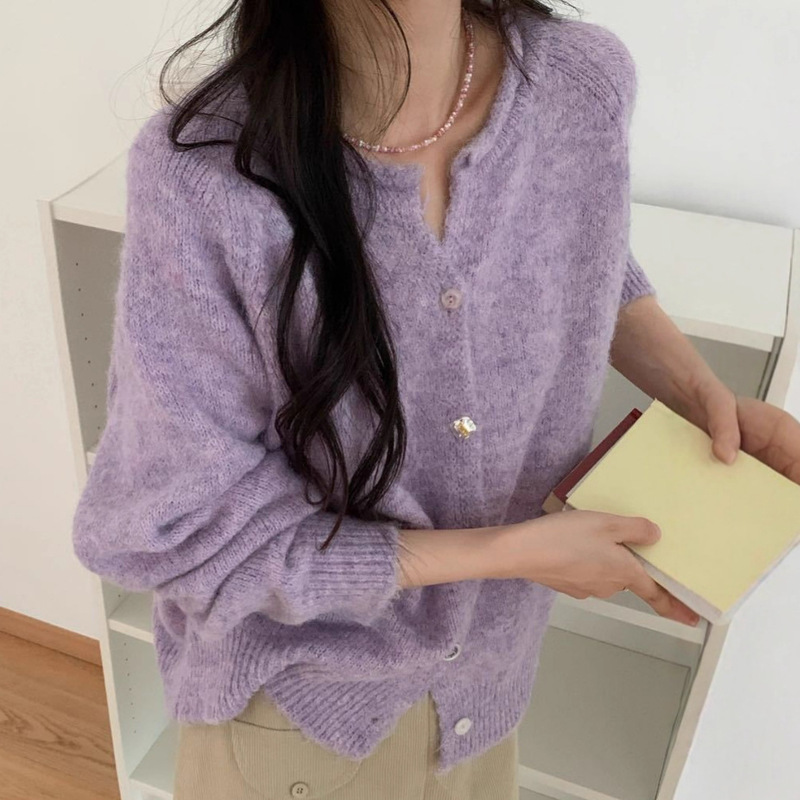 软糯温柔风精致纽扣针织开衫女2025秋季新款宽松休闲百搭毛衣外套|undefined
