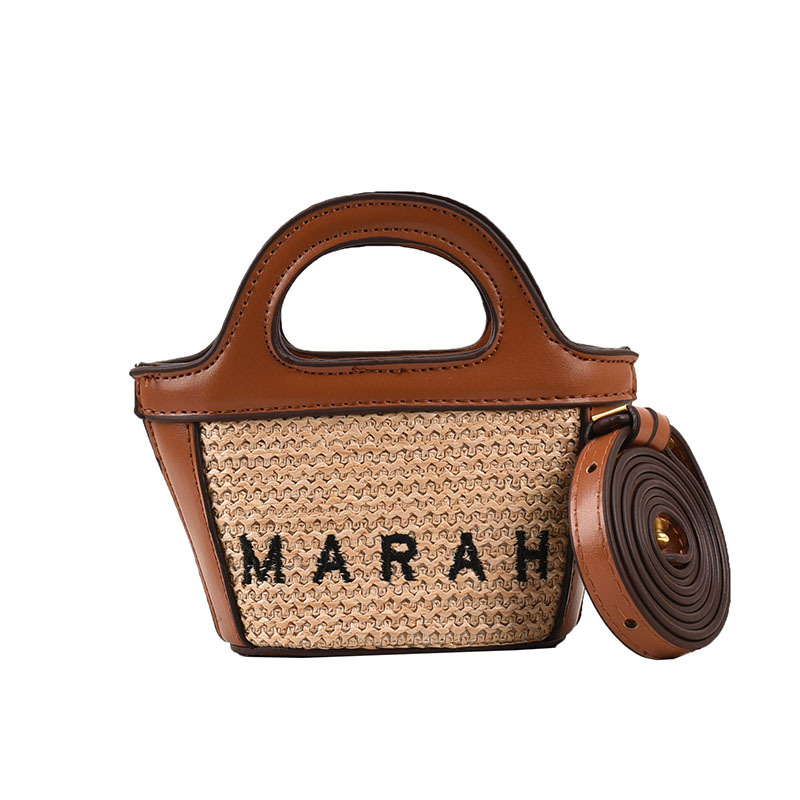 2023 Summer New All-match Woven Bag Fashionable Trendy Portable Straw Woven Bag Niche Design Crossbody Vegetable Basket Bag