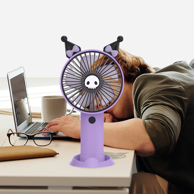 Large cartoon handheld small fan mobile phone holder cute mini USB rechargeable portable student fan