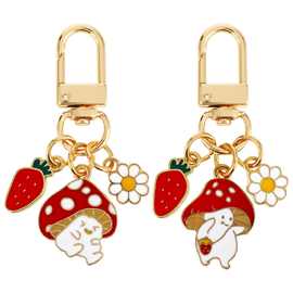 欧美可爱钥匙扣钥匙圈草莓花朵蘑菇钱包手机挂件Keychain ,Charm