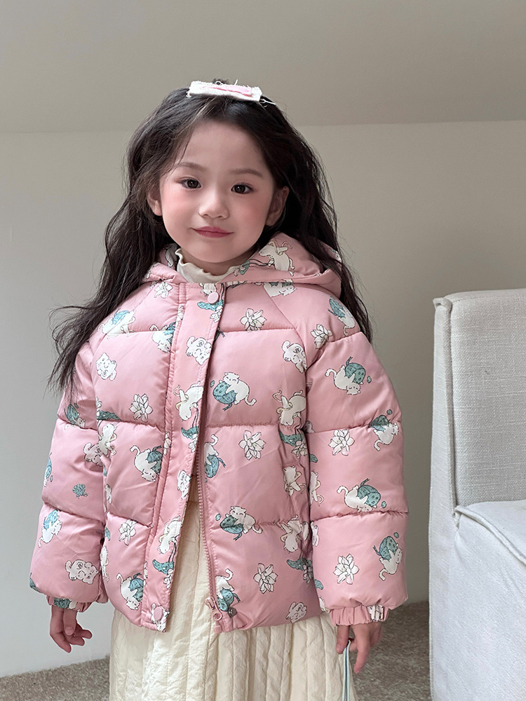 Invierno nuevo chaqueta de plumón para niños niñas niñas bebés de color nórdico de dibujos animados abrigo de algodón