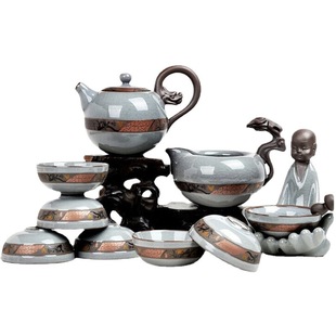 Ge Kiln Kung Fu Tea Set Gift Ceramic Purple Sand Ice Crack Glaze Imitation Ru Kiln Ge Kiln Household Complete Tea Ceremony